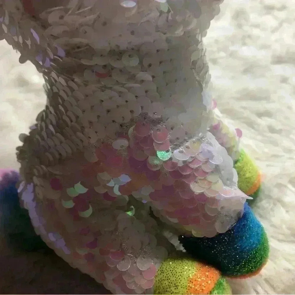 Ty Beanie Boo Pixy Unicorn Shiny Pink  / White / Rainbow Sequins 6” - Picture 10 of 12